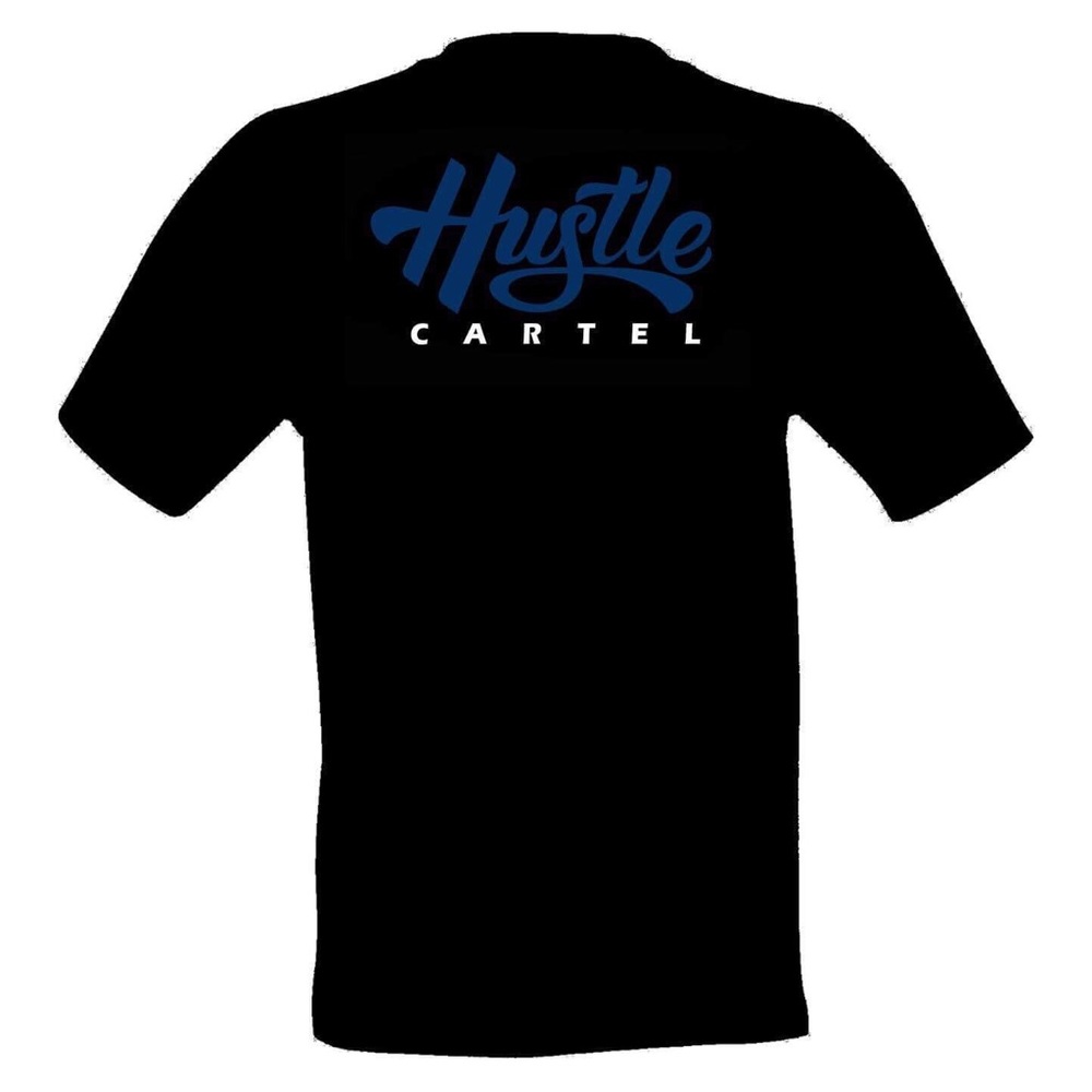 Hustle Cartel = Black T-Shirt Men = Blue/White-Ink
